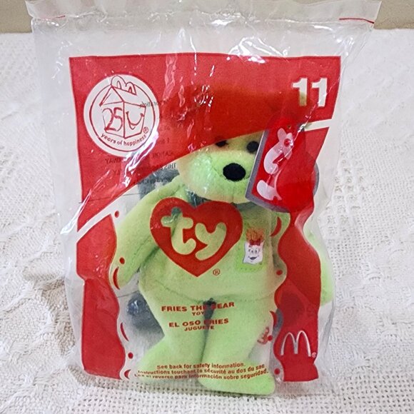 NIP - 2004 McDonald's TY Beanie Babies Happy Meal 25th FRIES THE BEAR #11 Plush - Picture 2 of 5